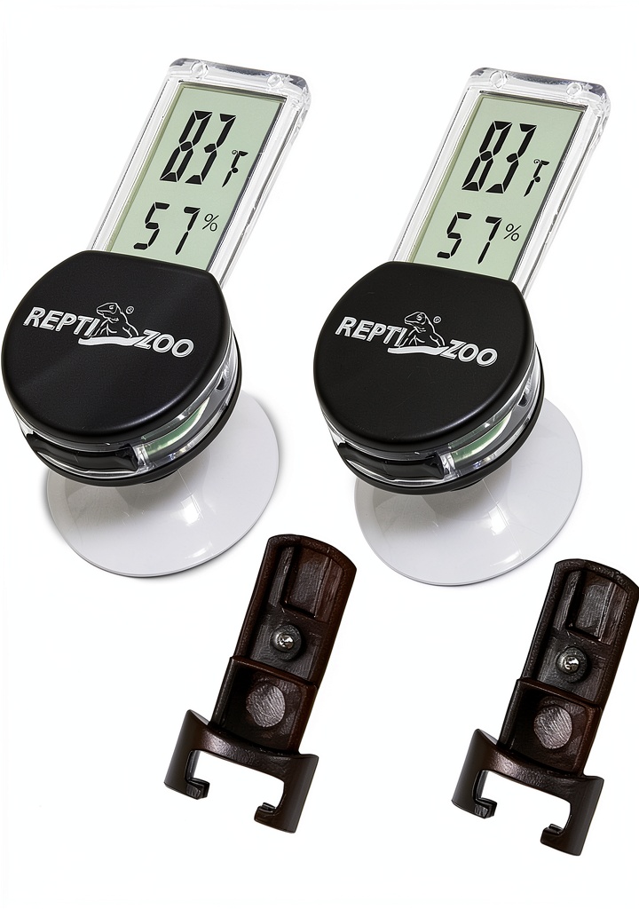 REPTI ZOO digital thermo-hygrometer displaying temperature and humidity readings