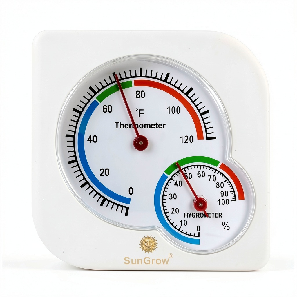 SunGrow humidity temperature meter placed in a hermit crab tank
