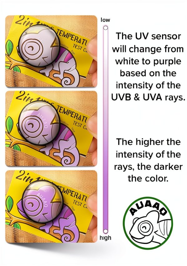 AUAAQ Reptile UV Temperature Card Sensor Thermometer Yellow-2