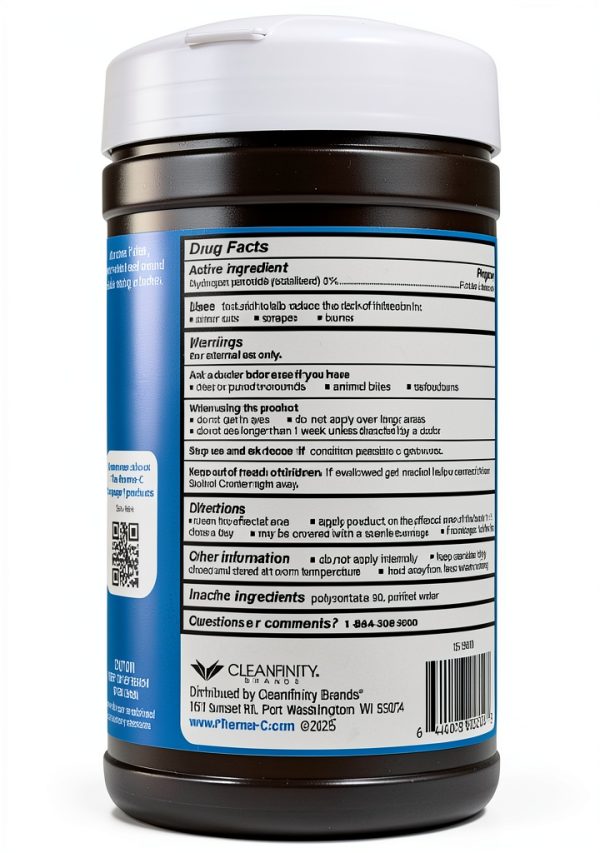 Hydrogen Peroxide Wipes 3 Percent 40 Pack Moisture Lock Pharma C-1