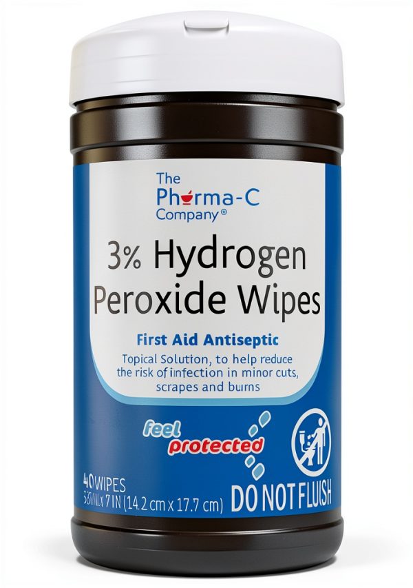Hydrogen Peroxide Wipes 3 Percent 40 Pack Moisture Lock Pharma C-0