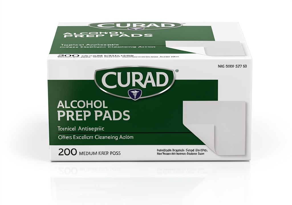 Installing Medline Antiseptic Prep Pads 70% Isopropyl Alcohol 2‑Ply 200 Count on a wooden desk